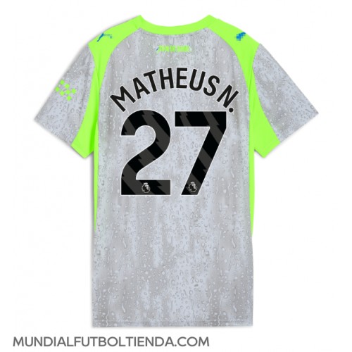 Camiseta Manchester City Matheus Nunes #27 Tercera Equipación Replica 2025-26 para mujer mangas cortas
